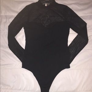 Express Sheer mesh mock neck bodysuit